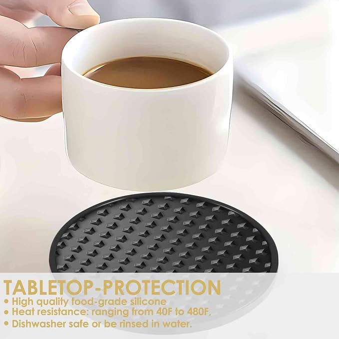 Silicone Coasters 6 Pack with Holder, Drink Coasters Set - Image 7