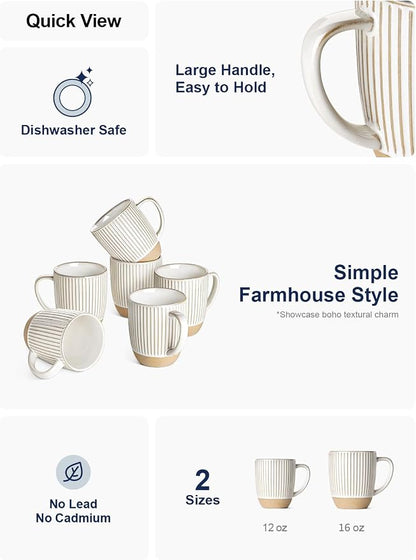 LE TAUCI Coffee Mugs 16 oz, Ceramic Mug Set, Embossment Cups - Image 4