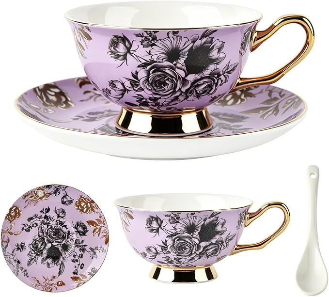Bone China Tea Cup and Saucer Set by STAREARTH