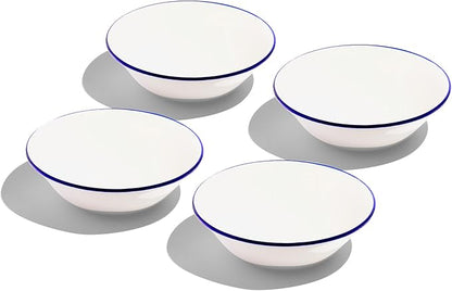 Made In Cookware - Set of 4 - Side Bowls - White With Navy Rim - Porcelain England
