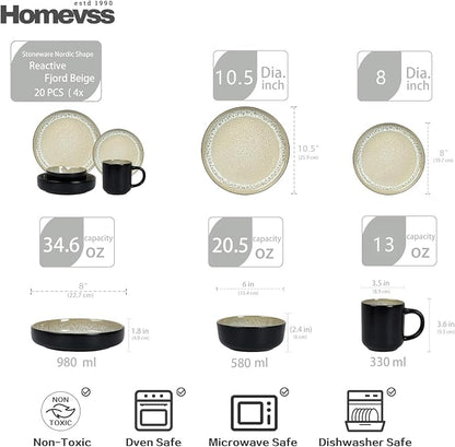 HomeVss 20-Piece Dinnerware Set - Image 4