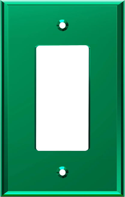 LIDER Decorator Wall Plate, Temperature/Impact Resistant, Mirrored, Plexiglass Outlet/Light Switch Cover, Acrylic glass, Reflective Finish, Modern Upgrade, Oversized 1-Gang 5.25" x 3.44", Green