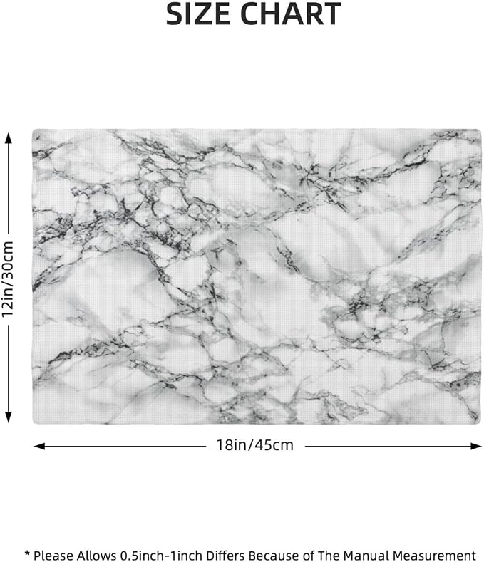 Fiokroo Black and White Marble Placemats Set of 4 Table Mats Table Tableware - Image 2