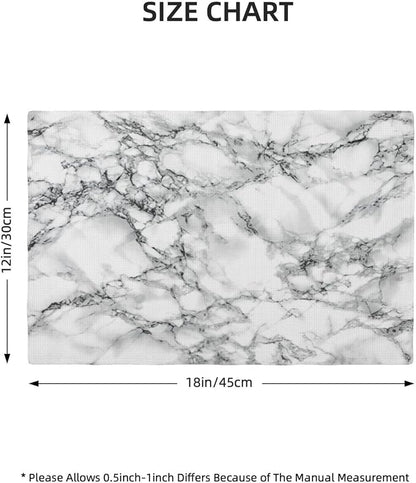 Fiokroo Black and White Marble Placemats Set of 4 Table Mats Table Tableware - Image 2