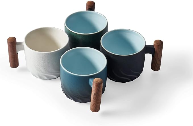 Ceramic Espresso Cups with Wooden Handle Espresso Shot Cups Ceramic Tea Cups - Image 5