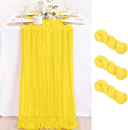 3 Pack Yellow Cheesecloth Table Runner 10ft Rustic Gauze Centerpiece | by MLMC