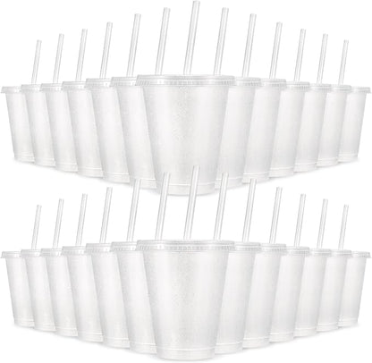 24 Pcs Plastic Tumblers with Lids and Straws, Reusable Cups with Lids Plastic by LEIFEOSH