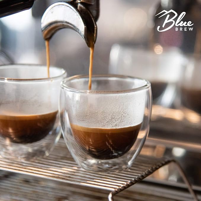 BLUE BREW 2.5oz Expresso Shots Cup, Double-Walled Insulated Glass Coffee Cups - Image 4