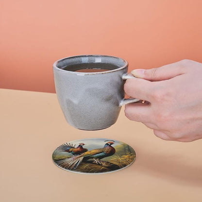6Pcs PU Leather Coaster for Drinks, Pheasants Animals Cup Coasters - Image 5