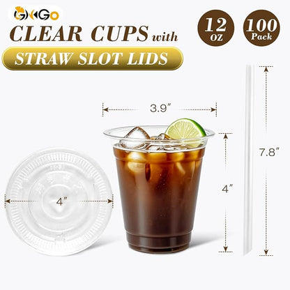 Ginkgo 100 Pack 12 oz Plastic Iced Coffee Cups - Image 3