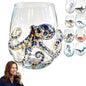 Artisanal Blue Ringed Octopus Glassware, 3D Ocean Glass Wine Glass，Squid | by Unknown