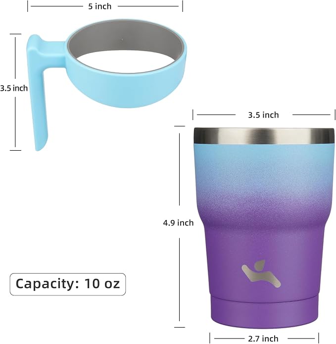 Konokyo 10 oz Tumbler with Handle and Straw, Insulated Travel Mug | Ocean - Image 4