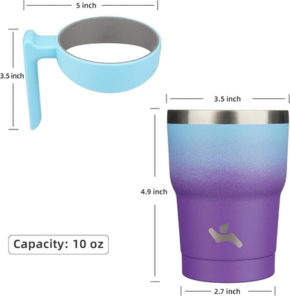 Konokyo 10 oz Tumbler with Handle and Straw, Insulated Travel Mug | Ocean - Image 4