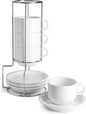 Sweese Porcelain Espresso Cups Set, 4 oz Stackable Cups by Sweese