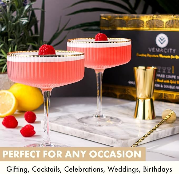 VEMACITY - Ribbed Espresso Martini Glasses Set of 4 - Image 4