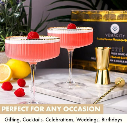 VEMACITY - Ribbed Espresso Martini Glasses Set of 4 - Image 4