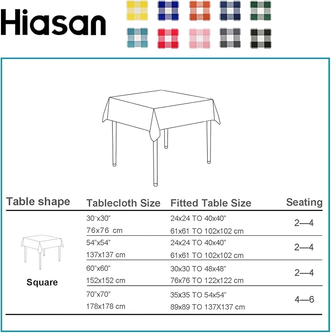 Khaki and White Checkered Tablecloth 60 x 60 inch, 2 Pack | Waterproof Buffalo - Image 5
