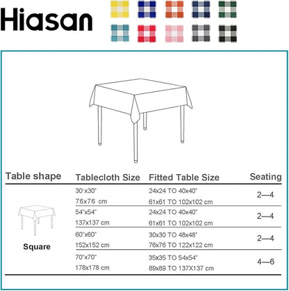 Khaki and White Checkered Tablecloth 60 x 60 inch, 2 Pack | Waterproof Buffalo - Image 5