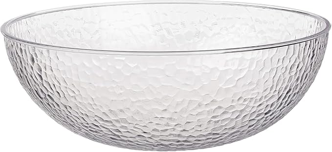 Lillian Collection Stunning Clear Plastic Round Hammered Bowl by Lillian