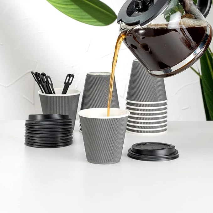 Restaurantware 8 Ounce Double Wall Disposable Coffee Cups, 500 Insulated Gray - Image 8