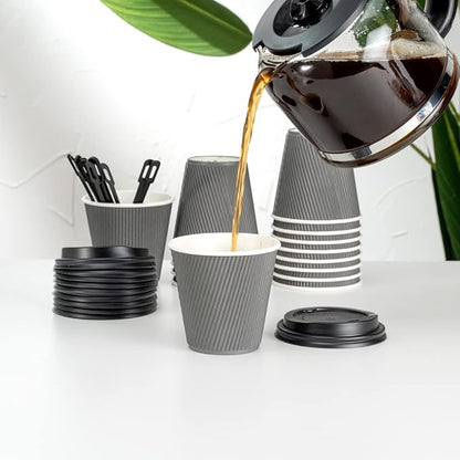 Restaurantware 8 Ounce Double Wall Disposable Coffee Cups, 500 Insulated Gray - Image 8
