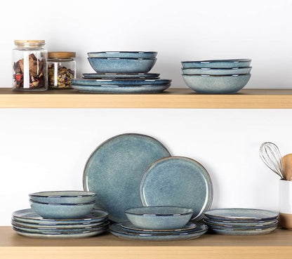 AmorArc Ceramic Dinnerware Sets,Handmade Reactive Glaze Stoneware Plates and Bowls Sets,Highly Chip and Crack Resistant | Dishwasher & Microwave Safe Dishes Set,Service for 4 (12pc)