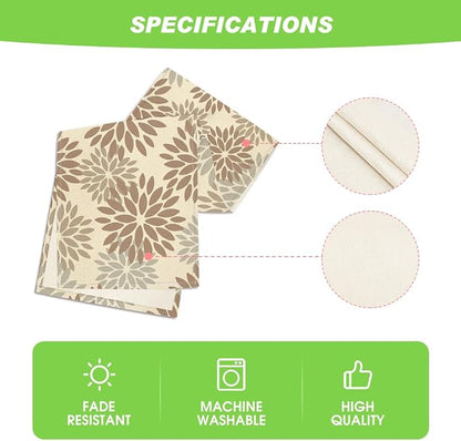 Artoid Mode Brown Gray Dahlia Pinnata Flower Floral Table Runner, Seasonal - Image 5