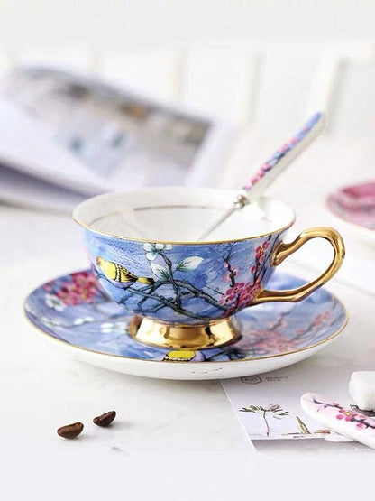 Bone China Cup& Saucer Set, 6.8oz- Birds& Trees - Image 2