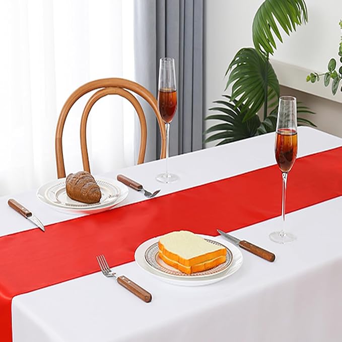 10 Pack Satin Red Table Runners 12 X 108 Inches Wedding Table Runner - Image 4