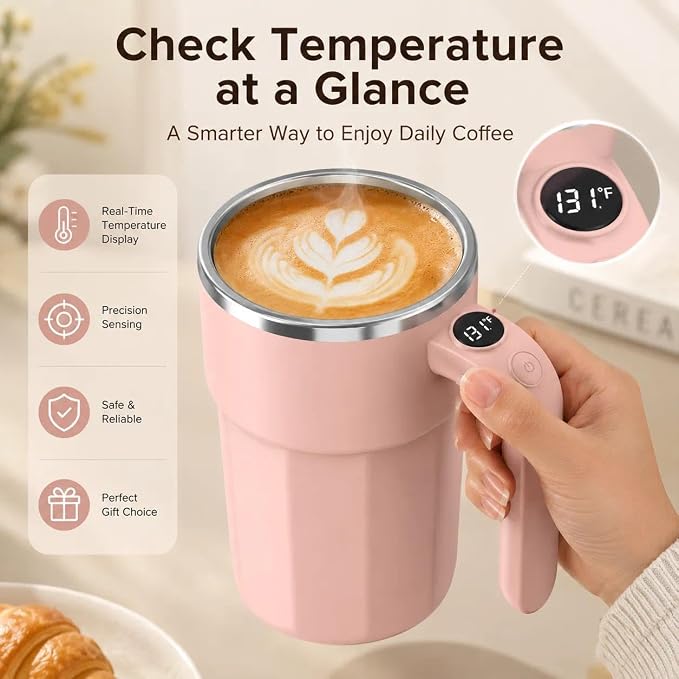 Self Stirring Coffee Mug, 12oz Rechargeable Magnetic Mixing Cup - Image 3