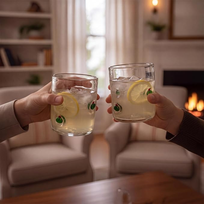 Skylety 2 Pack Icon Juice Glasses, 14 oz Stemless Glass Cups, Juice Cocktail - Image 4