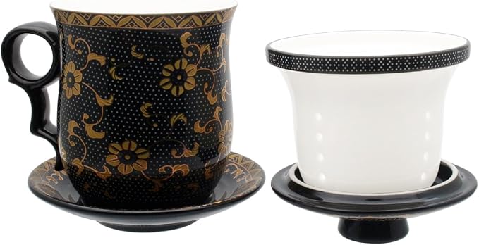 Porcelain Tea Cup with Infuser Lid and Saucer Sets - Image 4