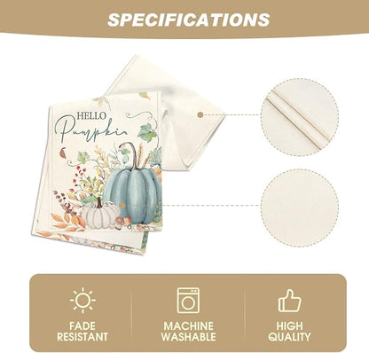 Artoid Mode 210 GSM Fall Table Runner 13x72 Inch Home Party Decor | Aqua Hello - Image 5
