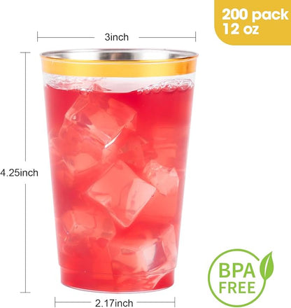Goodluck 200PCS 12oz Gold Plastic Cups - Image 4