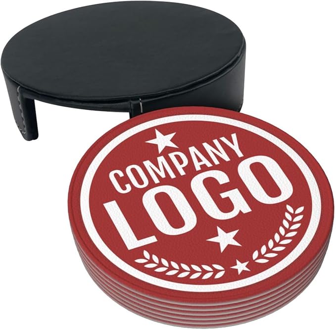 Custom Leather Coasters with Logo - Image 3