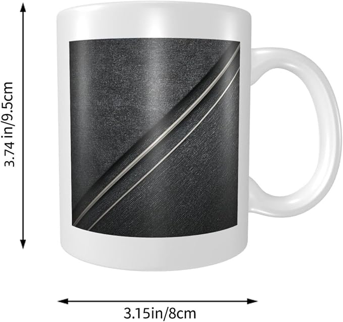 Thin White Lines Geometric Pattern Minimalist Ceramic Cup, Elegant Coffee Mug - Image 5