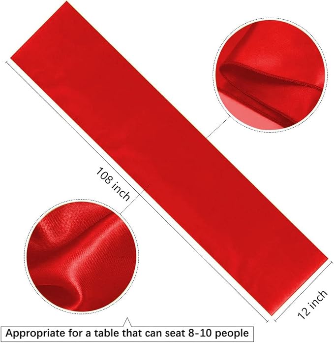 Red Satin Table Runners 10 Pack 12x108 inch Silk Smooth Fabric | Bright Satin - Image 3