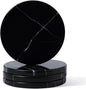 Koville Marble Coaster Set of 4, Round Coasters, 4" Stone Coaster for Drinks Coffee, White Marble Coasters for Coffee Table Home Bar Decor, Heat Resistant, Gift Choice(Black)
