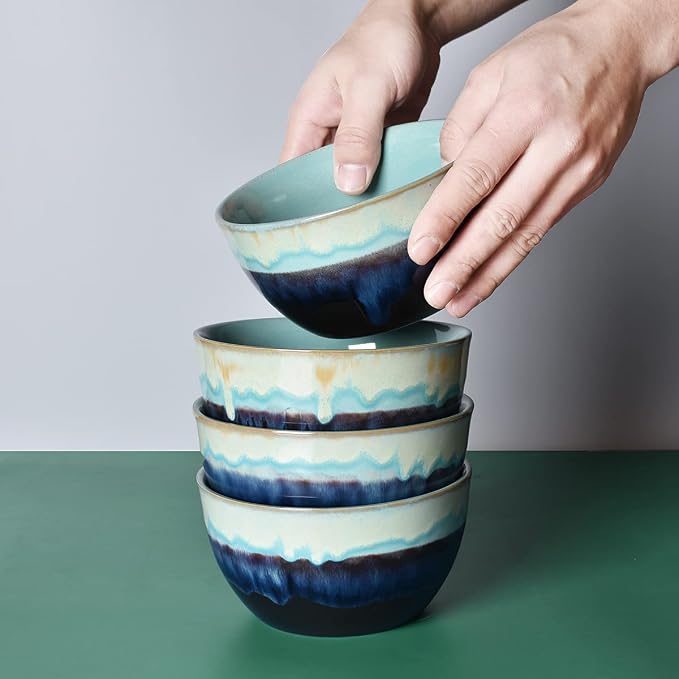 Stoneware Cereal Bowls Set of 4, 26 Oz, Soup Bowls - Image 6