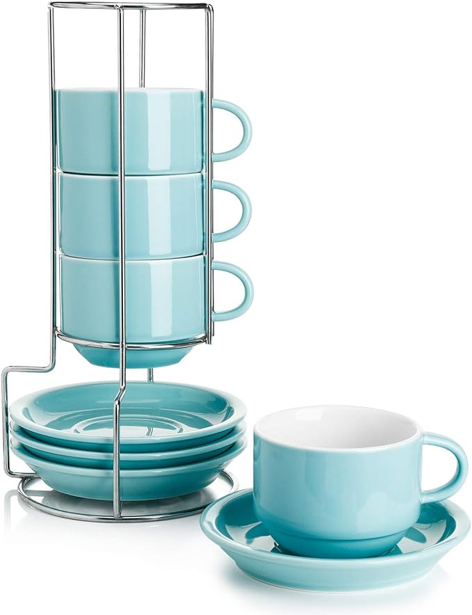 Sweese 8 Ounce Porcelain Stackable Cappuccino Cups by Sweese