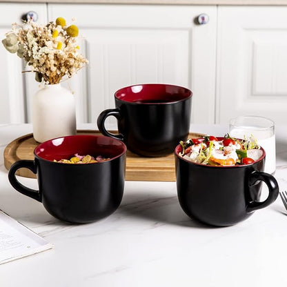 AmorArc 24 oz Soup Mugs with Handles, Jumbo Ceramic Bowls Mugs Set with handles - Image 7