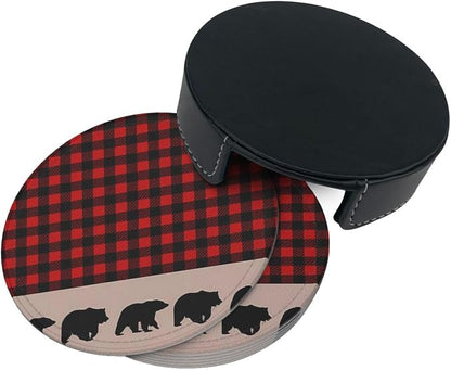 6 Pcs Bear Plaid Red Black Buffalo Deel Elk Moose Abstract Mountain Tree - Image 4