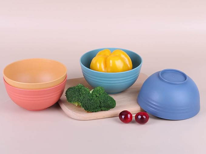 Unbreakable Cereal Bowls - 24 oz Reusable Wheat Straw Bowl Set of 4 - - Image 5