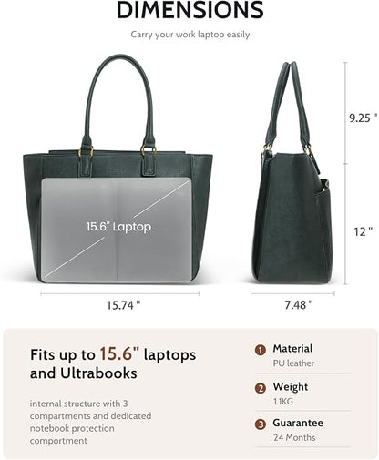 Laptop Tote Bag for Women, Leather Work Tote - Image 6