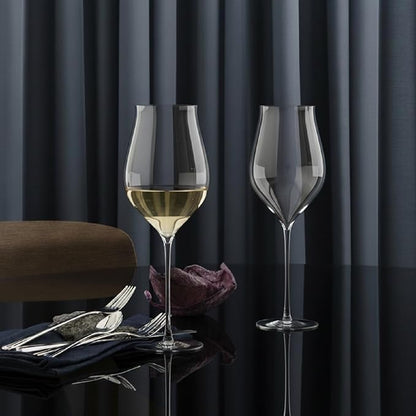 Holmegaard Notes White Wine Glass, Clear, 10.6" H x 3.9" D, 21.3 oz, Set of 2, Designed by Tom Nybroe, Gift Box Included