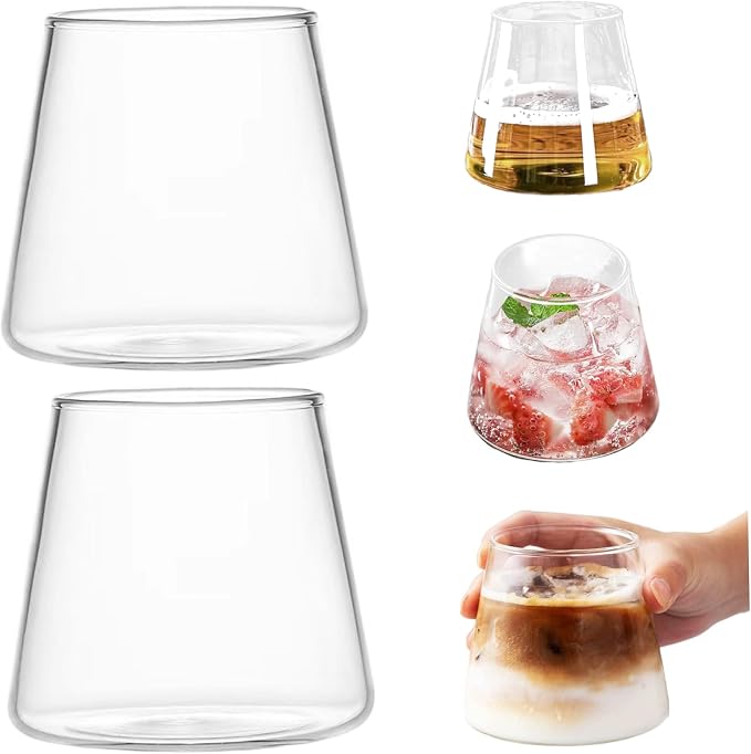 2Pcs Japanese Glassware, 10oz Creative Stemless Wine Glass Heat-Resistant by Unknown