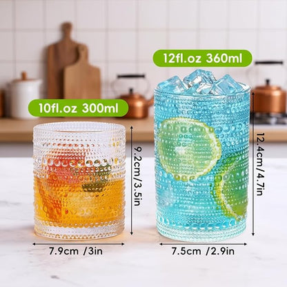 Hobnail Drinking Glasses Set of 12, Vintage Drinking Glasses, 12 oz Highball - Image 3