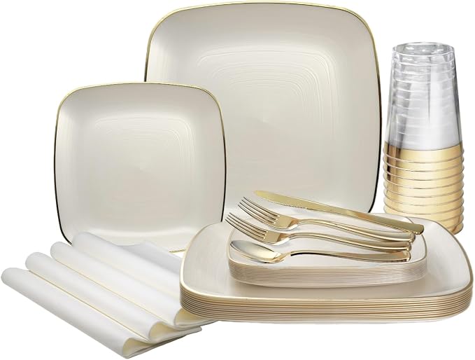" OCCASIONS " 200pcs set-Wedding Party Disposable Plastic Plate Set -25 x 10'' by OCCASIONSFINESTPLASTICTABLEWARE