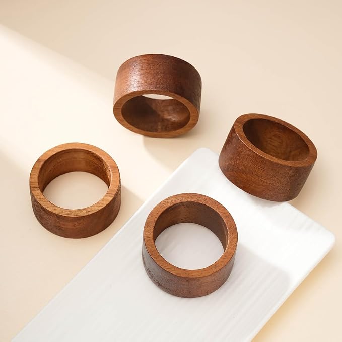 6 Pieces Rustic Wooden Napkin Rings Farmhouse Wooden Napkin Holder Ring Rustic - Image 5