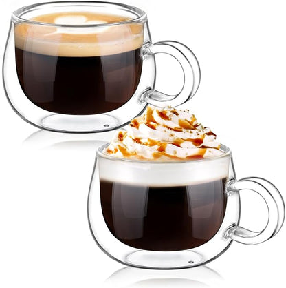 glastal German Quality 4 Oz Insulated Double Wall Glass Espresso Cups, Espresso by glastal